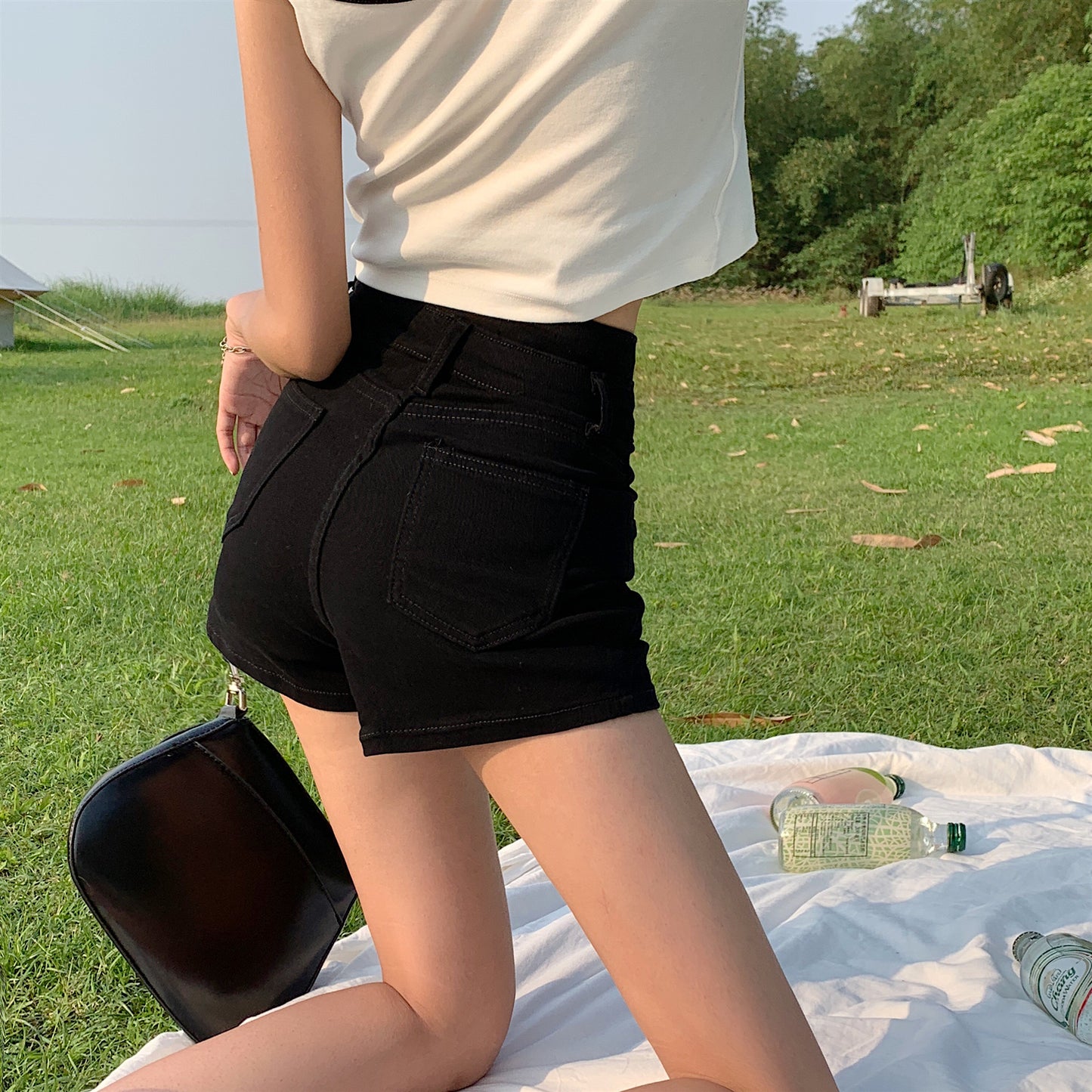 Summer High Waist A-line Hot Pants New Small Chic Hong Kong Flavor Pants