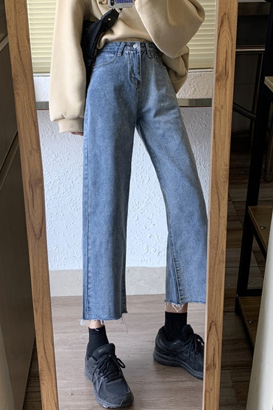 New Spring Korean Version Of The High-waist Loose Straight-leg Pants Are Thin And Versatile