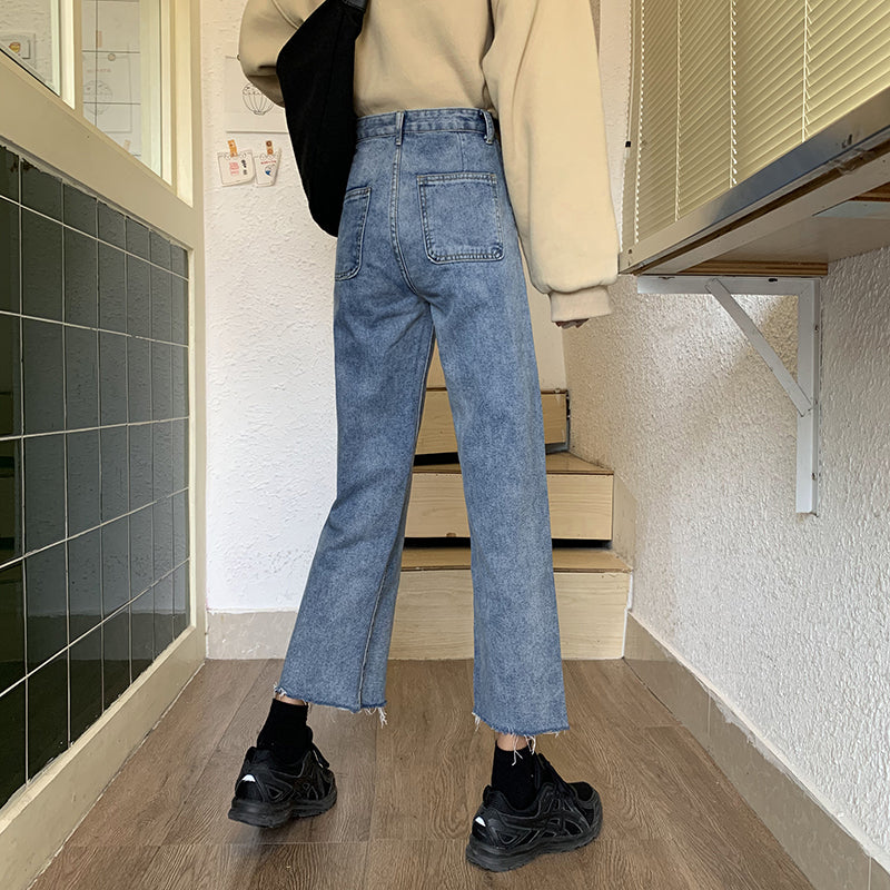 New Spring Korean Version Of The High-waist Loose Straight-leg Pants Are Thin And Versatile