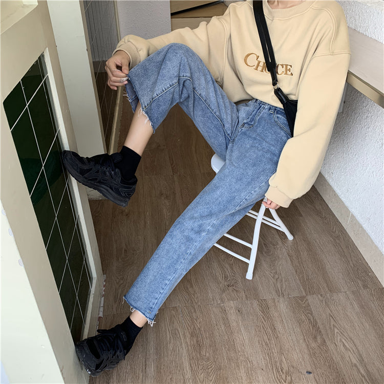 New Spring Korean Version Of The High-waist Loose Straight-leg Pants Are Thin And Versatile