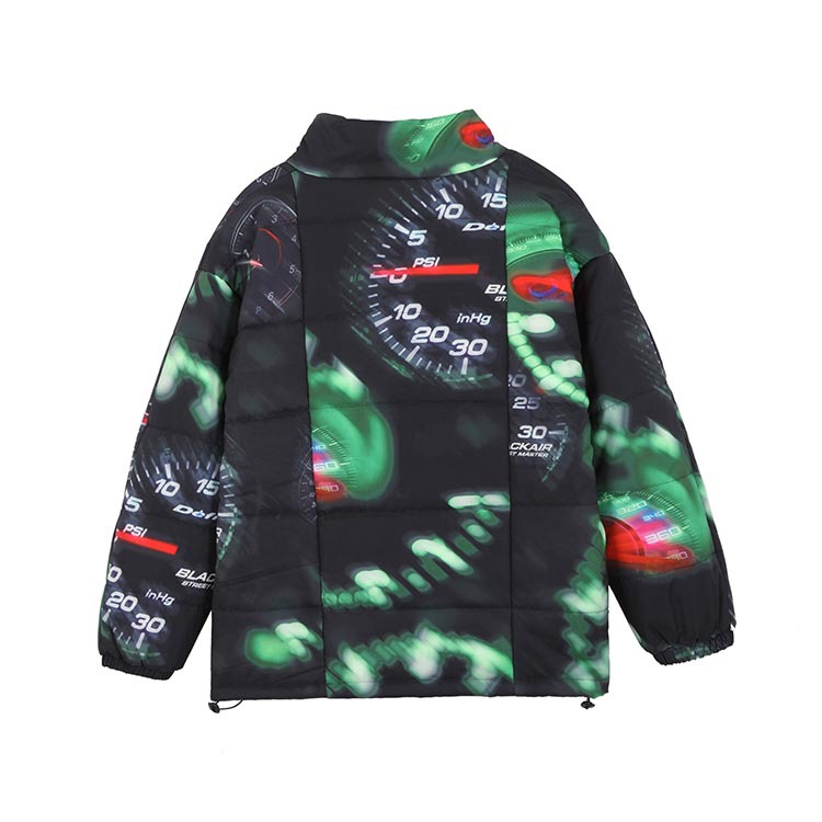 Loose Jacket Speedometer Neon Trend Stand-up Collar Men's Padded Jacket