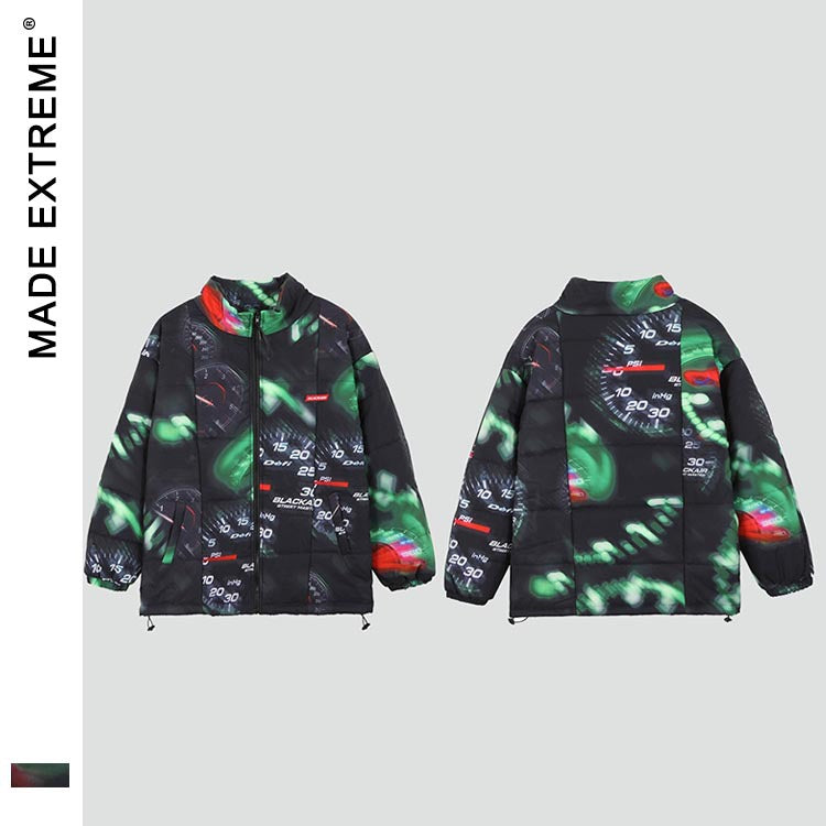 Loose Jacket Speedometer Neon Trend Stand-up Collar Men's Padded Jacket