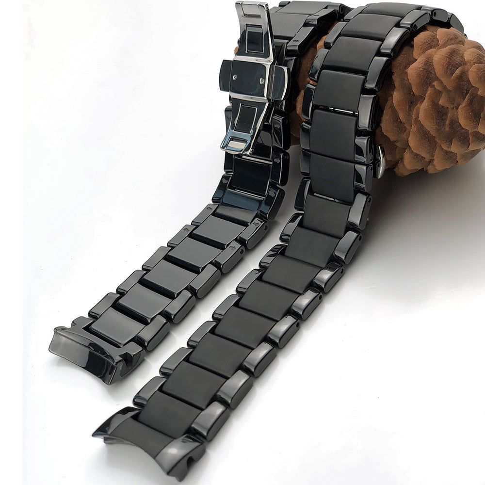 Ceramic Watch With Frosted Wristband Black Glossy Sports Bracelet