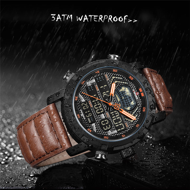 Men's sports double display movement multi-function watch