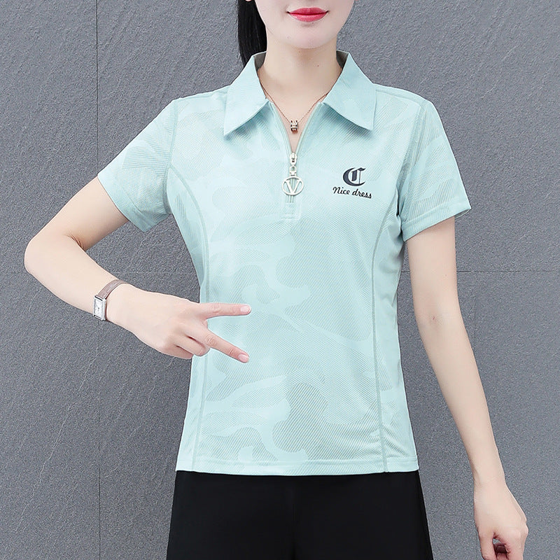 Ice Silk Quick-drying Lapel Short Sleeve Lightweight Breathable Outdoor Running Sportswear