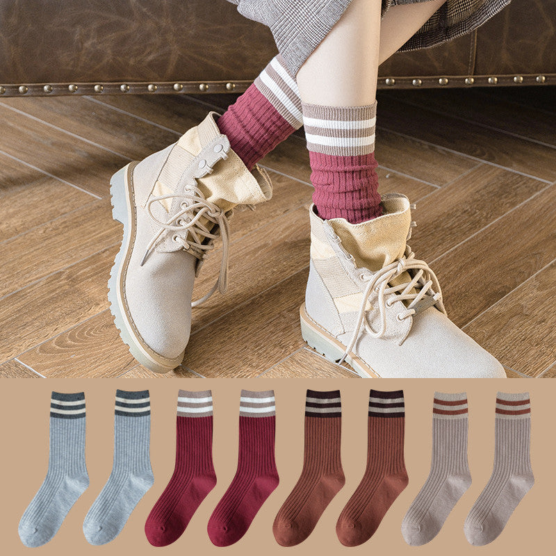 Cotton and velvet thick high-top socks