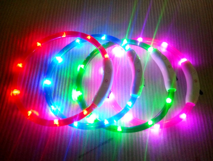 USB charging light collar night light dog collar LED Teddy Golden Retriever dog collar full dog breed