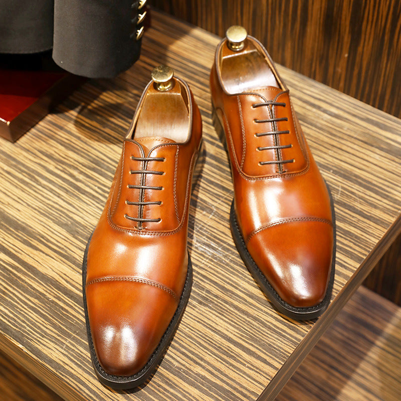 New style leather shoes men's classic three-joint men's shoes laces