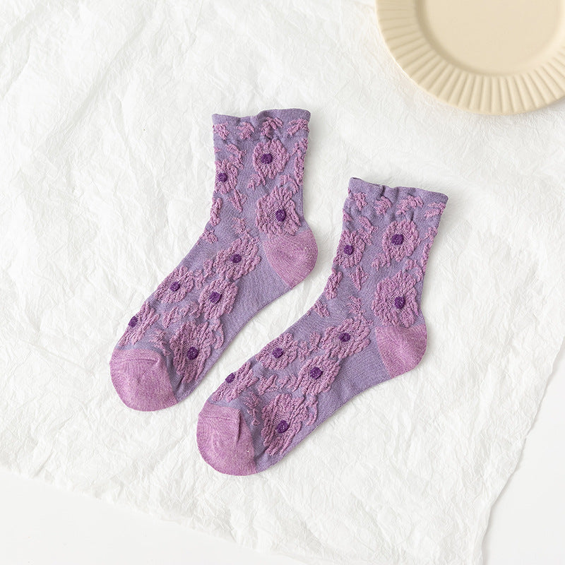 Vintage jacquard ladies cotton socks