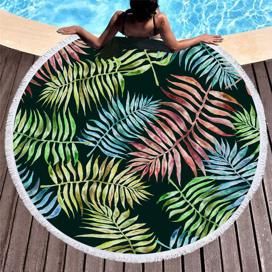 Round printed beach towel