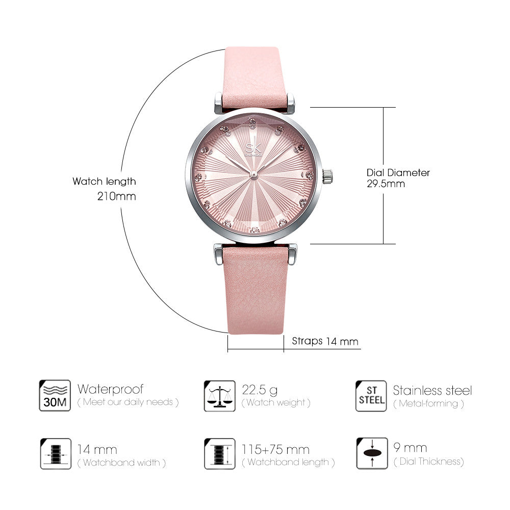 SK glass belt watch