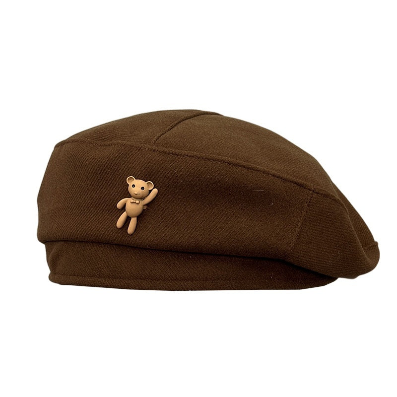 Brun hat kvinde britisk retro forår og efterår ottekantet baret