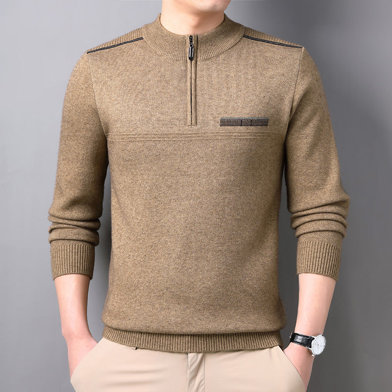 Herre Halv-rullekrave Lynlås Sweater Til Midaldrende Og Ældre Mænd