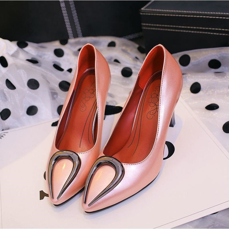 Sexy Metal Pointed Toe Plus Size High Heels