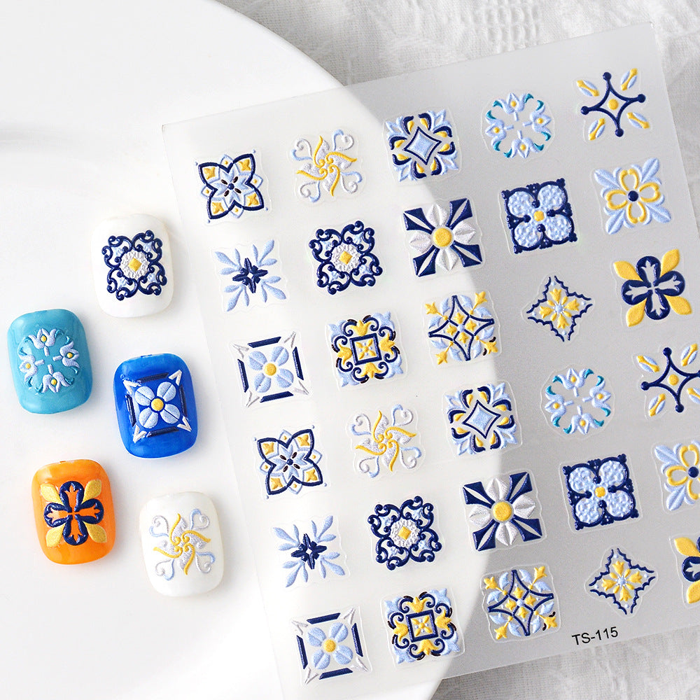 5D Three-dimensional Painted Ethnic Style Nail Sticker