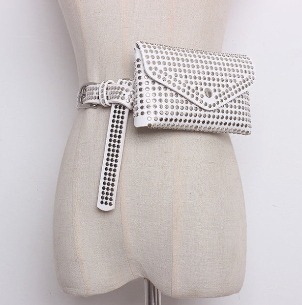 Punk Wind Rivet Bag Belt Bag Mobile Phone Shopping Guide Bag Lady Belt Decorative Bag