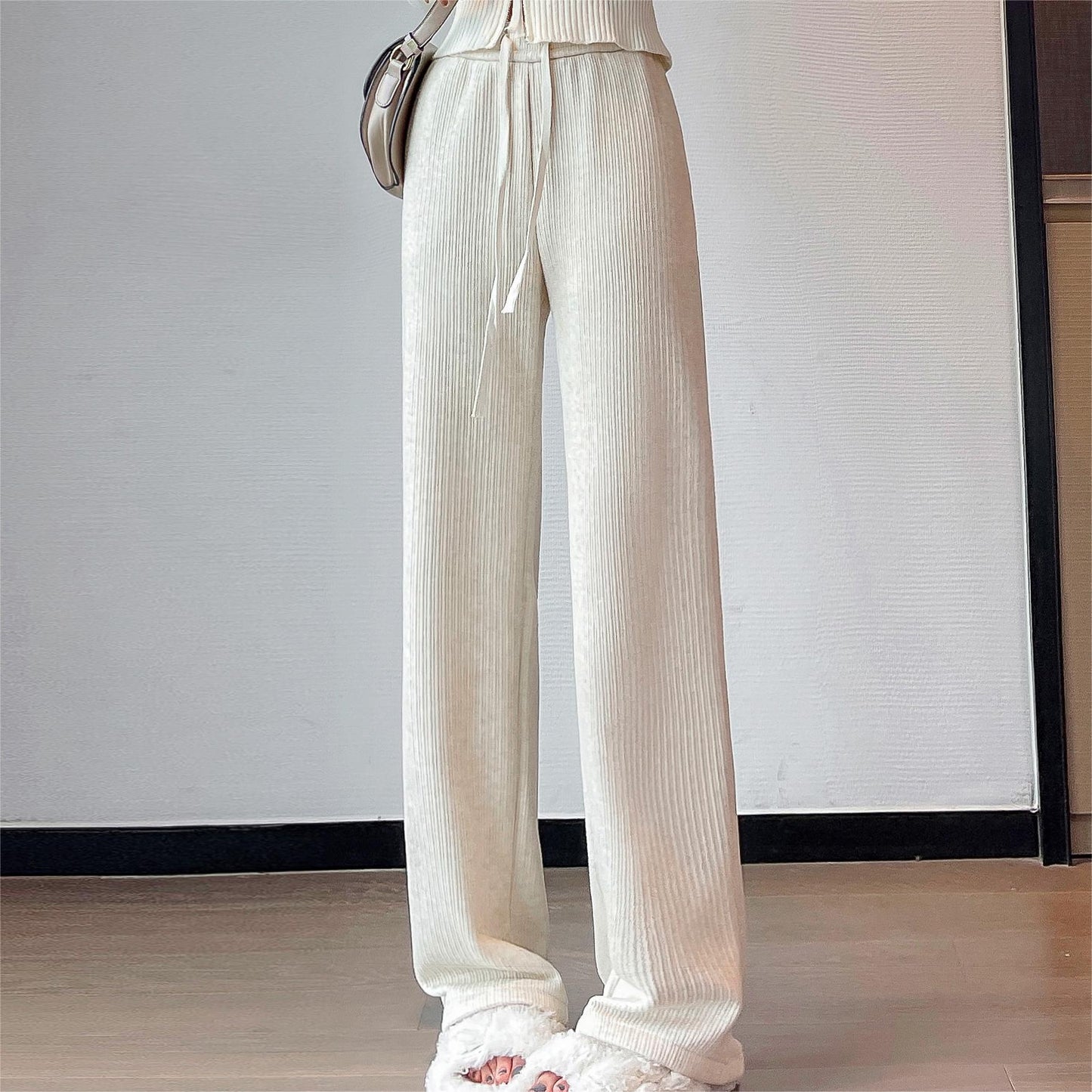 Cashmere Wide-leg Pants Women's High Waist Loose