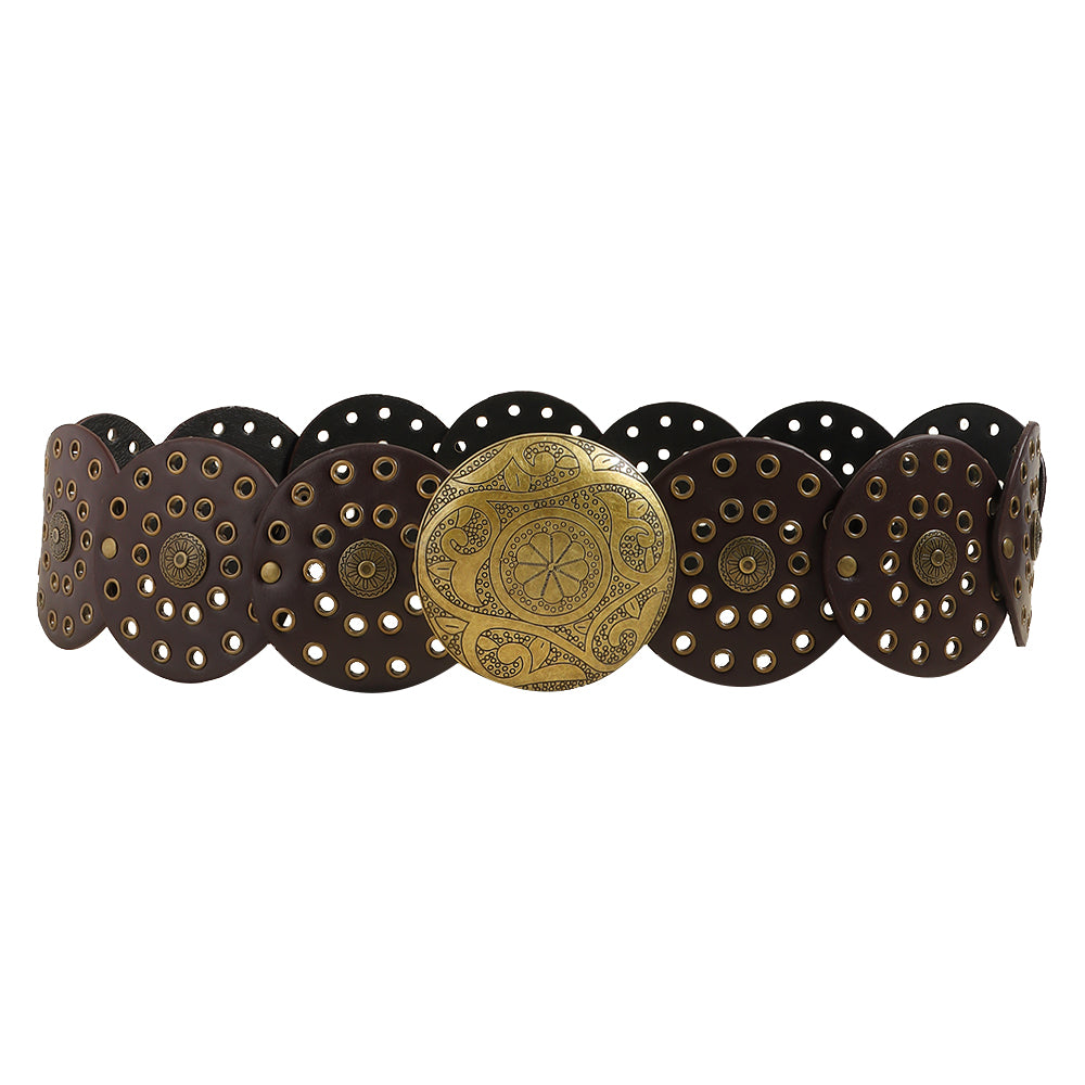 Fashion Punk Exaggerated Round Cutout Personality Belt Ladies Metal Retro Wide Belt