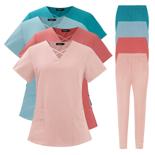 Comfortable And Breathable Two-piece Scrub Set