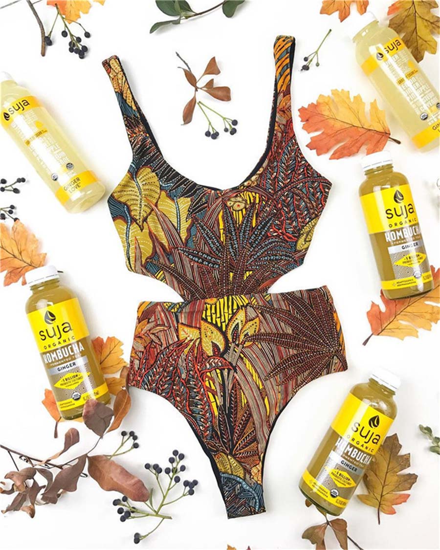 Ladies One Piece Swimsuit Rainforest Print