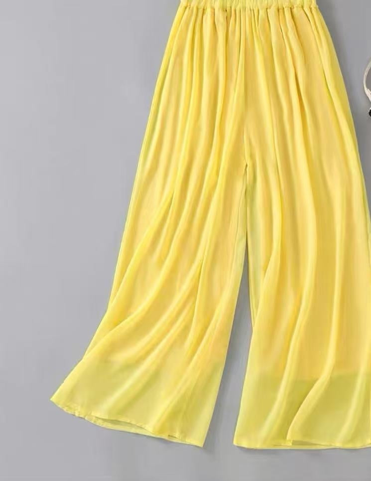 Casual Chiffon Wide-leg Pants A Trendy Loose-fitting Must-have Style For Laid-back Looks