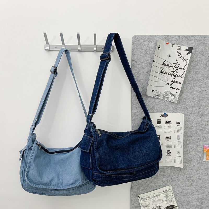 Women's Washed Denim Retro Korean Type Shoulder Bag