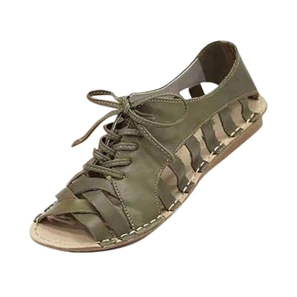Roman style foreign trade lace-up flat sandals