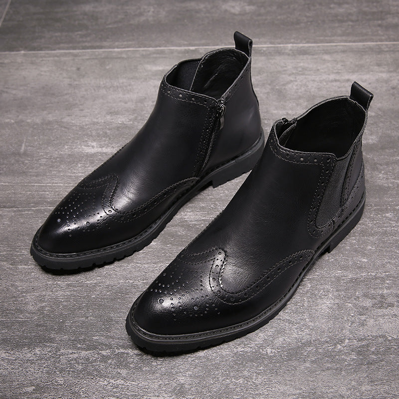 Carved Business Casual Cross-border Plus Size Short Boots Leather Boots