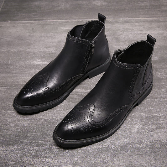 Carved Business Casual Cross-border Plus Size Short Boots Leather Boots