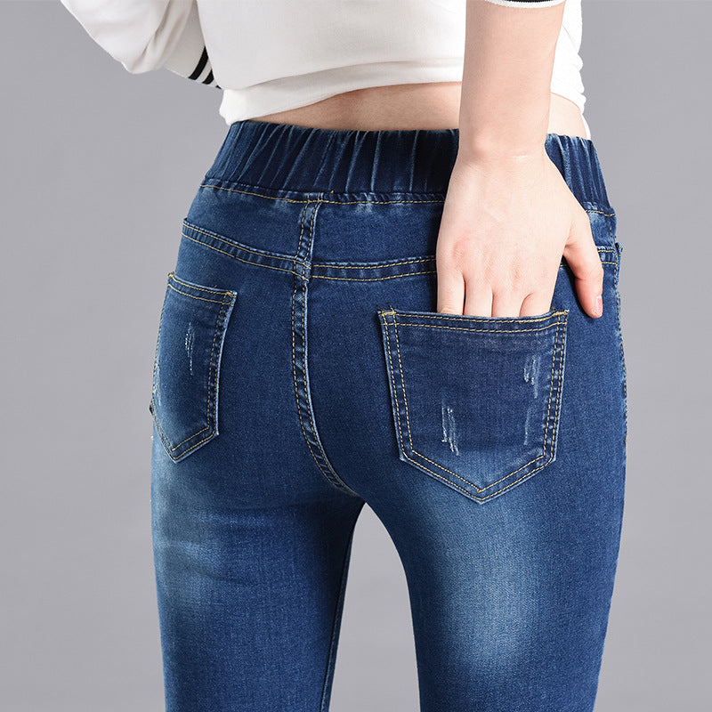 Plus-size jeans med elastik i taljen