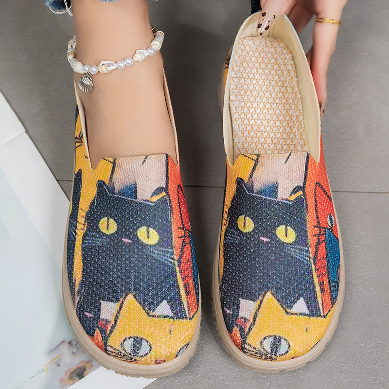 Plus Size Women's Shoes Color-blocking Cloth Shoes Slip-on Pumps