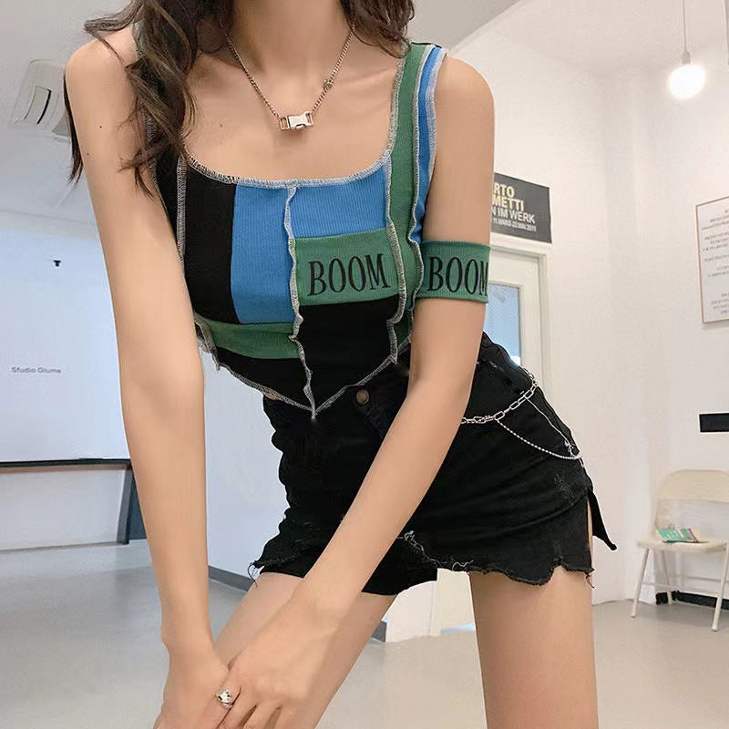 Women's Color Bump Monogram Print Halter Vest