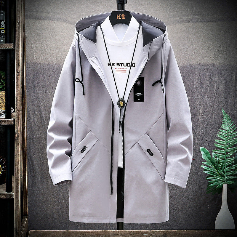 Mid-length casual fashion loose hooded cardigan jacket