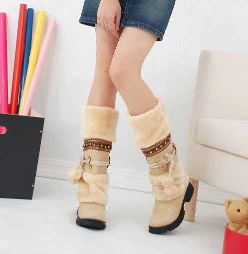 Large size snow boots thick bottom thick wool warm cotton boots