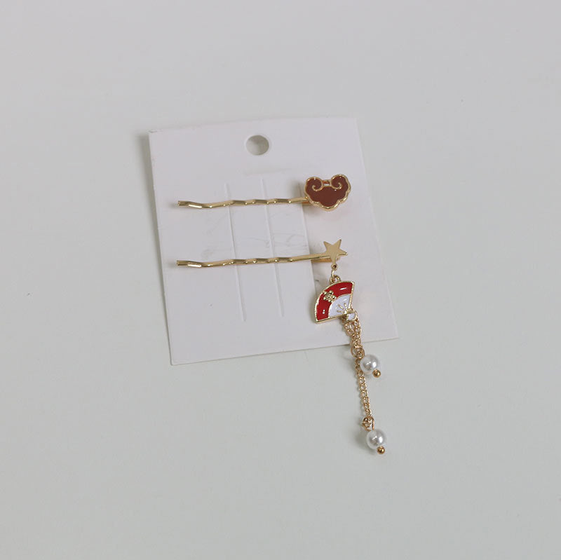 Japanese style girl jewelry rabbit pendant fan hairpin