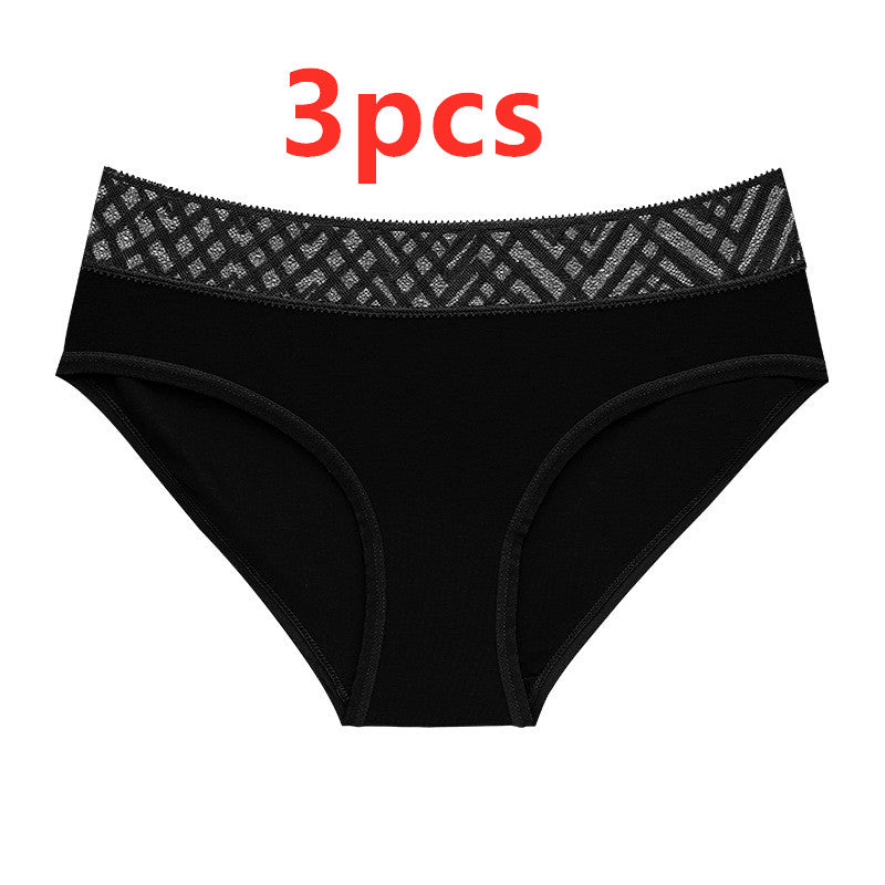 Medium and low waist underwear with lace trim