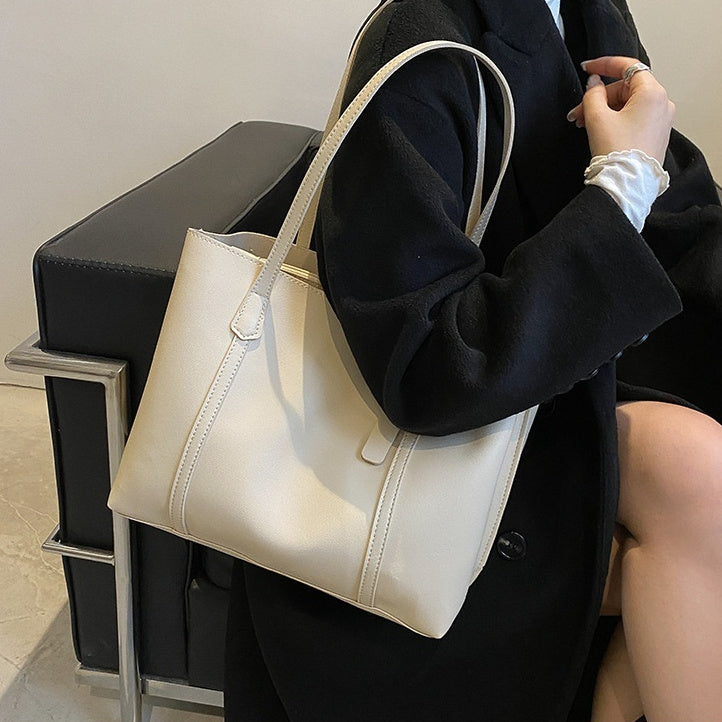 Simple Large Capacity Soft Leather Tote Casual Shoulder Bag