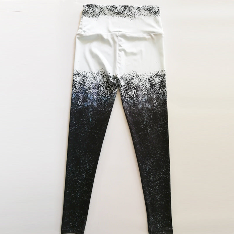 Sort-hvid gradient digitalt printede sportsyogabukser
