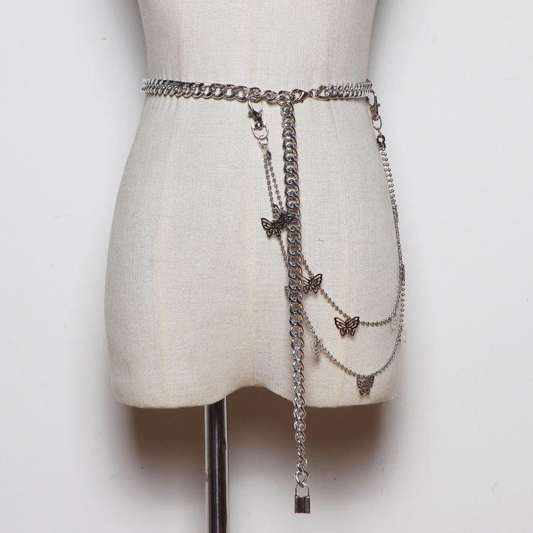 Belt Chain Butterfly Decoration Punk Waist Chain Pants Chain