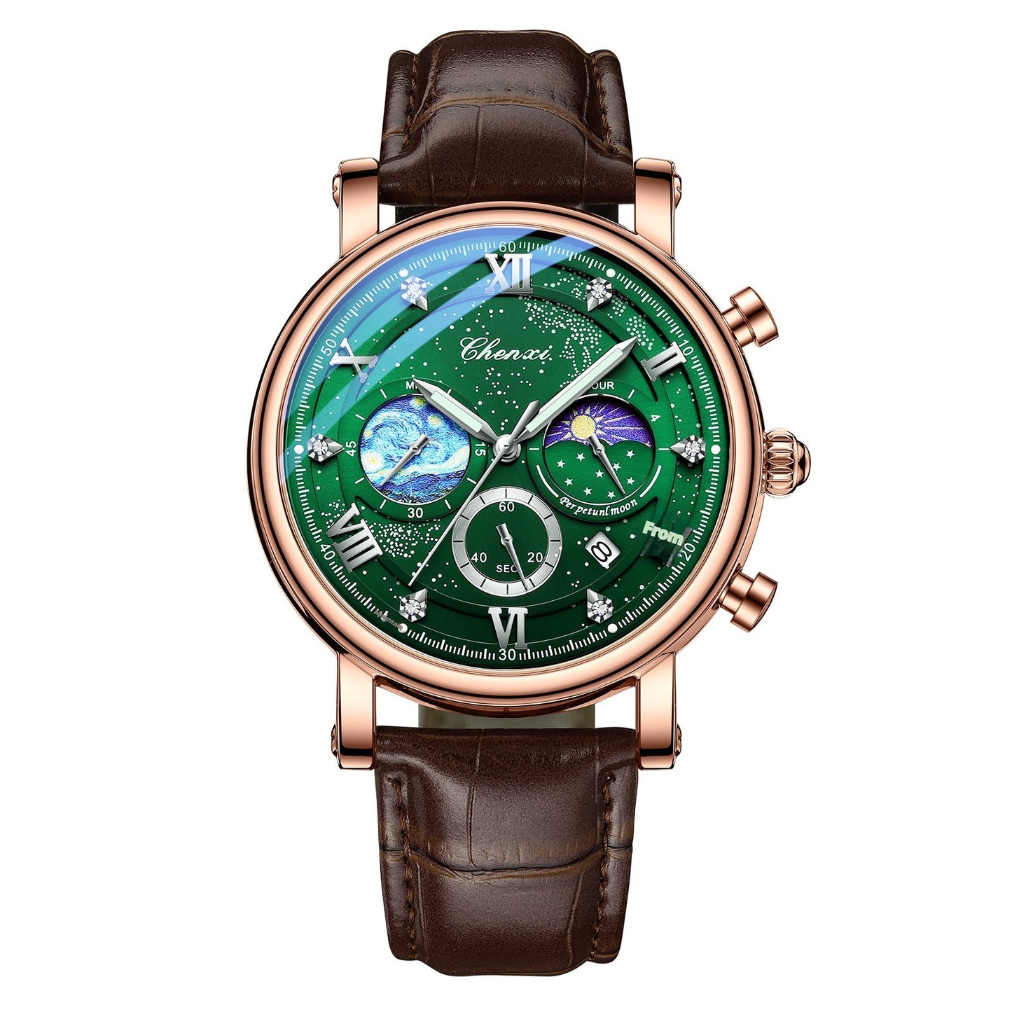 Multifunctional Luminous Moon Phase Calendar Watch