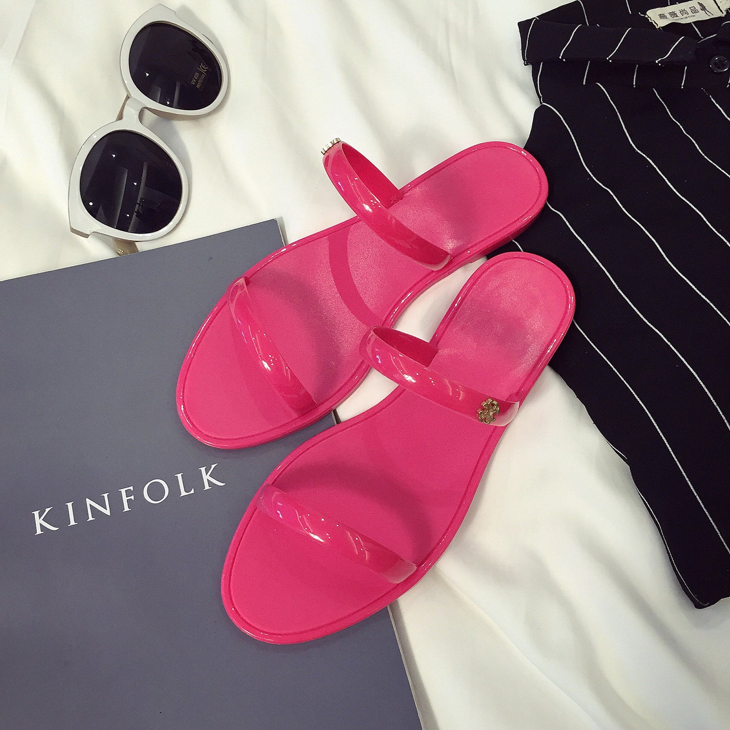 Ladies Double Belt Sandals And Slippers For Outer Wear On The Beach