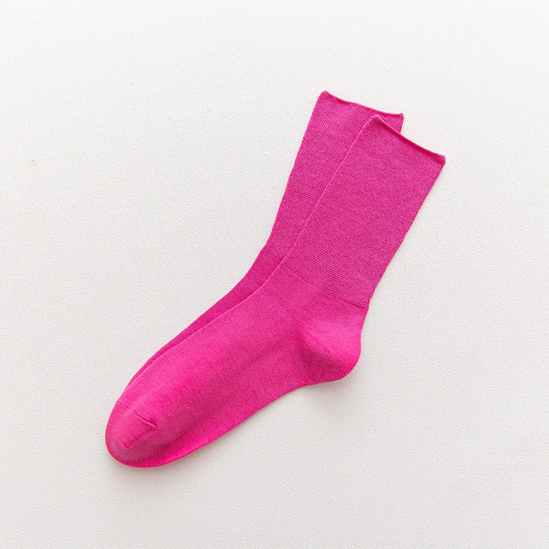 Candy color college wind pile socks