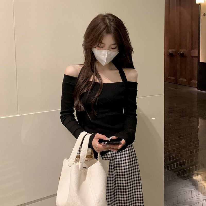 Irregular Cropped Slim-fit Long-sleeve Top