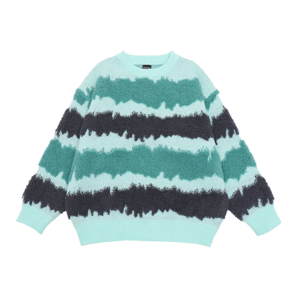 Striped Color-block Jacquard Sweater