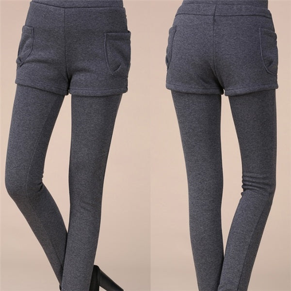 Fake two-piece leggings