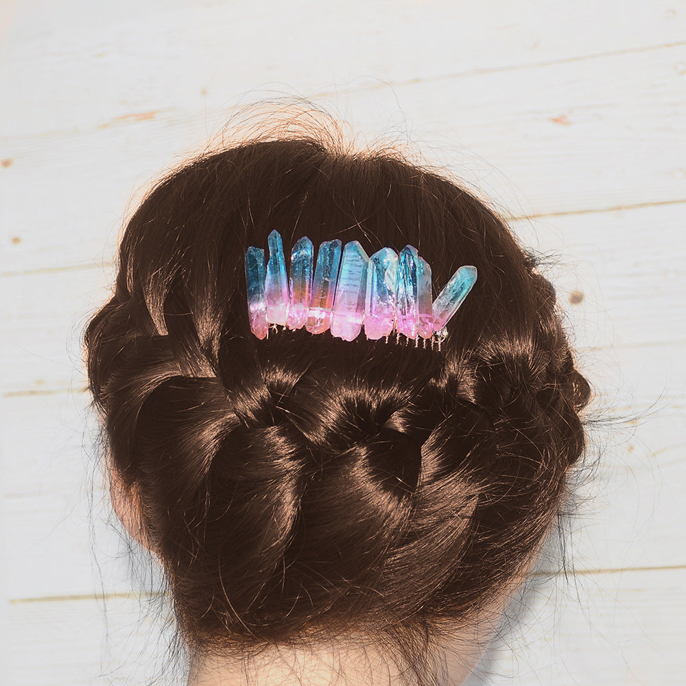Handmade iron wire wound natural stone hairpin
