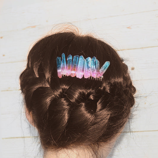 Handmade iron wire wound natural stone hairpin