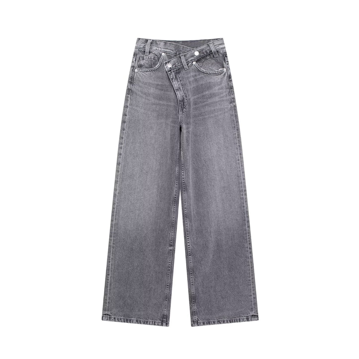 Højtaljede vide ben-jeans, behagelige til hverdag, casual og alsidige
