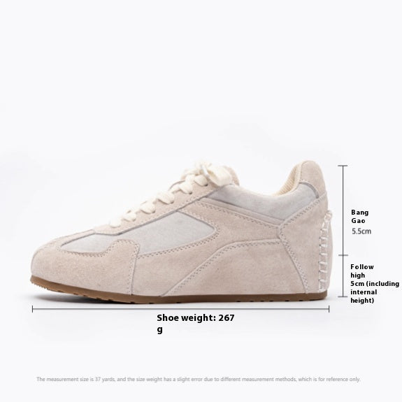 Sunset Forest Deconstruction Retro German Training Shoes Women's Shoes With Hidden Heels Genuine Leather Spring New Cortez Casual