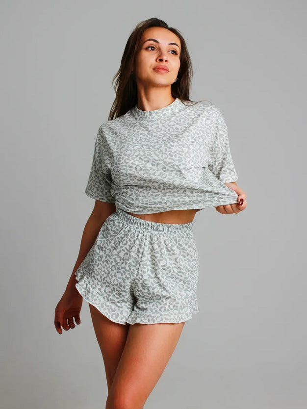 Women's Short-Sleeve Short-Shorts Sleepwear Set For Foreign Trade